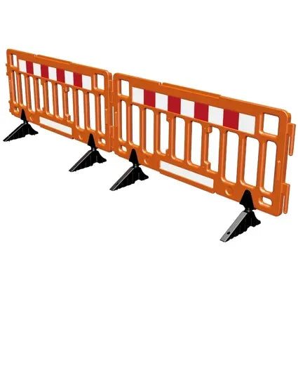 76" Interlocking Pedestrian Barricade with Reflective Sheeting – ADA-Compliant, Stackable Plastic Barrier