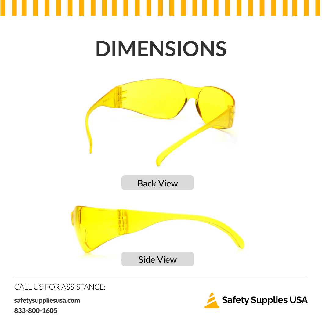 Pyramex S4130S Intruder Safety Glasses – Amber Lens & Frame, Lightweight, Scratch-Resistant, ANSI Z87.1 Rated