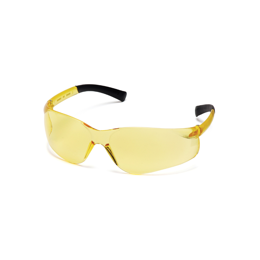 Pyramex S2530S Amber Lens Safety Glasses – Wraparound Protective Eyewear for Low-Light & Glare Control