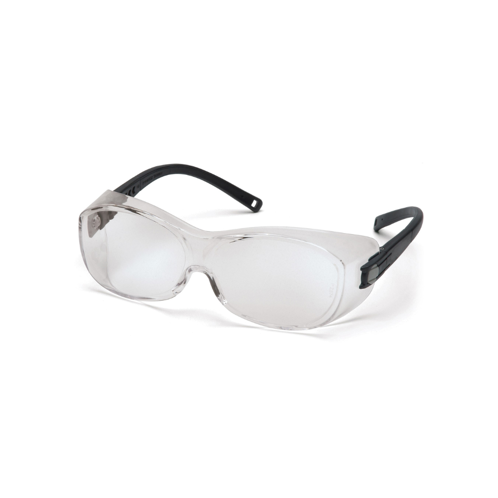Pyramex S3510STJ Clear Anti-Fog OTS Over-Prescription Safety Glasses – Wraparound Protective Over-Eyewear for Work & Labs