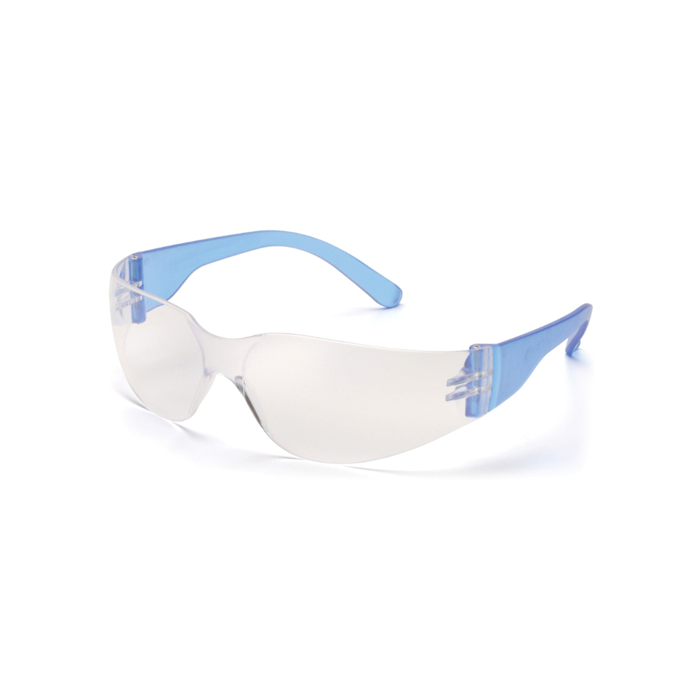 Pyramex S4110SNMP Clear Lens Mini Intruder Safety Glasses – 12-Pack with Assorted Temple Colors, Frameless Protective Eyewear