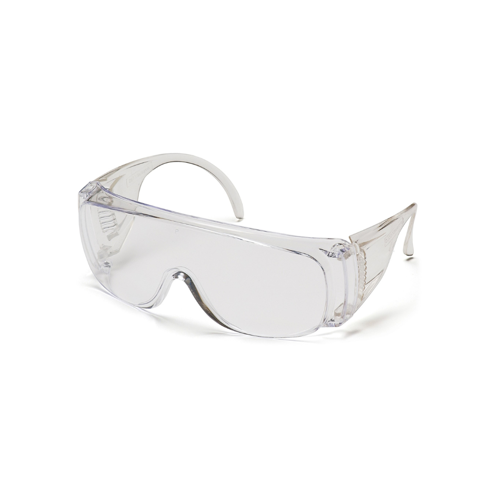 Pyramex S510S Clear Frameless Safety Glasses – Lightweight Over-Glasses Protective Eyewear with Venting & UV Blocking