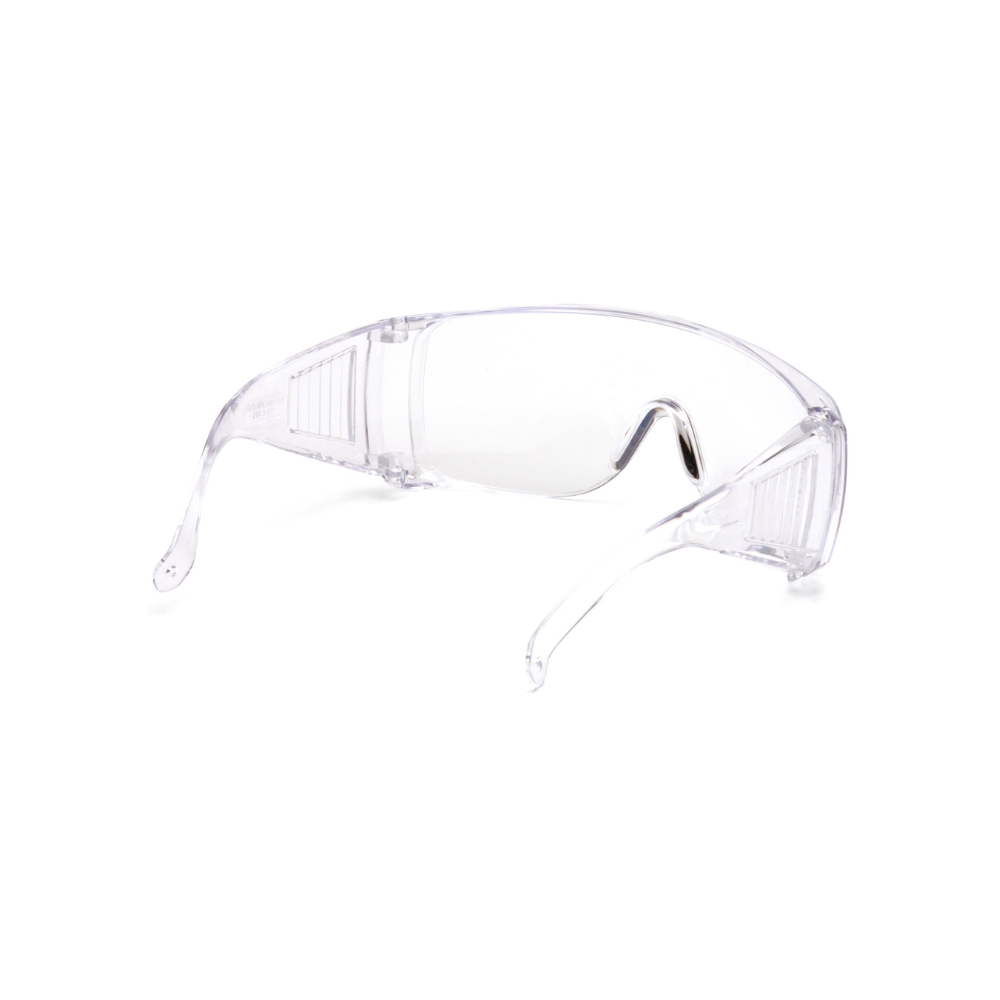 Pyramex S510S Clear Frameless Safety Glasses – Lightweight Over-Glasses Protective Eyewear with Venting & UV Blocking