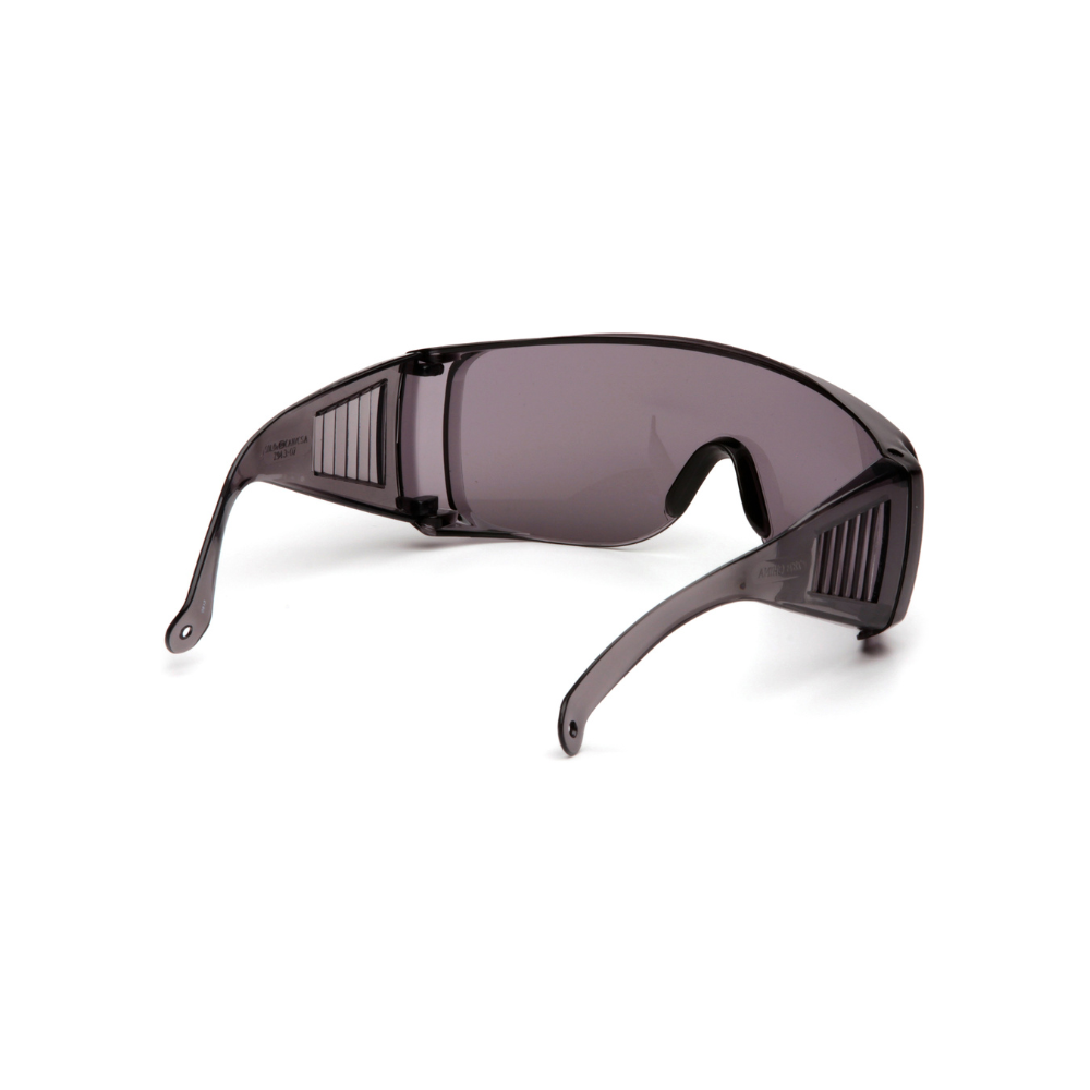 Pyramex S520S Smoke Lens Safety Glasses – Lightweight Frameless Protective Eyewear with UV Blocking & Ventilation