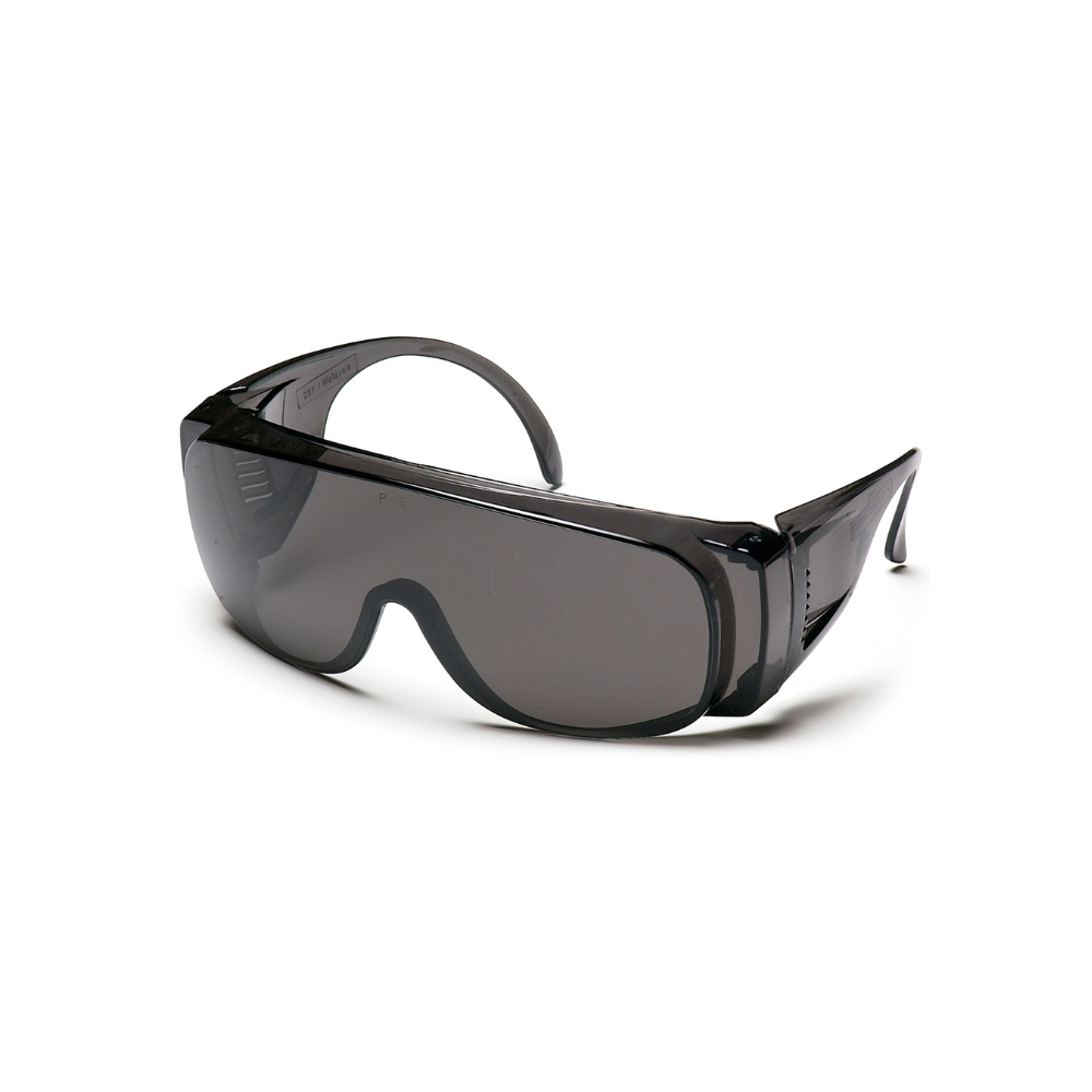 Pyramex S520S Smoke Lens Safety Glasses – Lightweight Frameless Protective Eyewear with UV Blocking & Ventilation