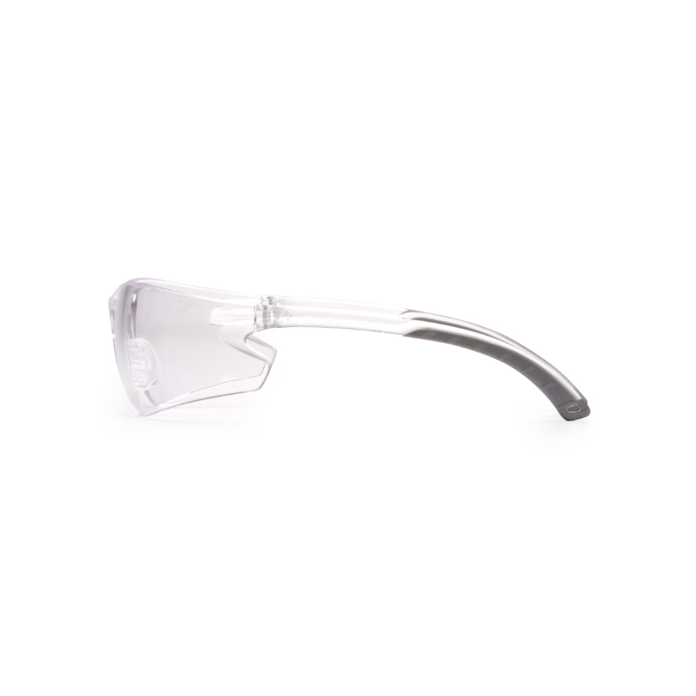 Pyramex S5810ST Clear Anti-Fog Frameless Safety Glasses – Lightweight Protective Eyewear with 9.75 Curved Lens & UV Shield