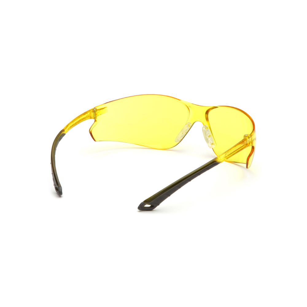 Pyramex S5830S Amber Lens Safety Glasses – Frameless Lightweight Protective Eyewear for Low-Light & Glare Reduction