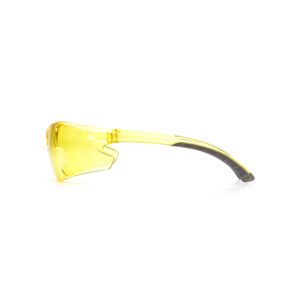 Pyramex S5830S Amber Lens Safety Glasses – Frameless Lightweight Protective Eyewear for Low-Light & Glare Reduction