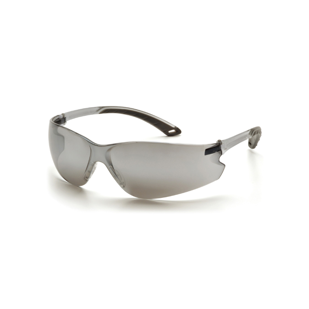 Pyramex S5870S Silver Mirror Lens Safety Glasses – Frameless Lightweight Protective Eyewear with Glare-Reducing UV Shield
