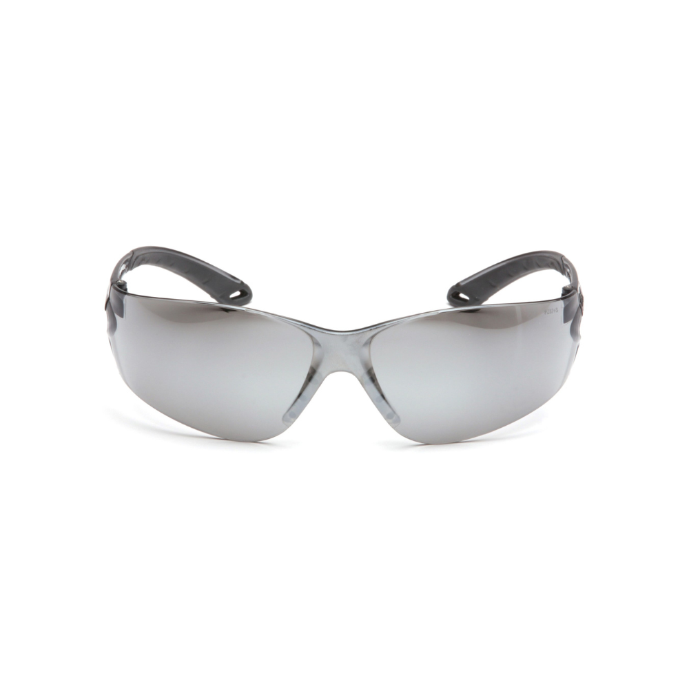 Pyramex S5870S Silver Mirror Lens Safety Glasses – Frameless Lightweight Protective Eyewear with Glare-Reducing UV Shield