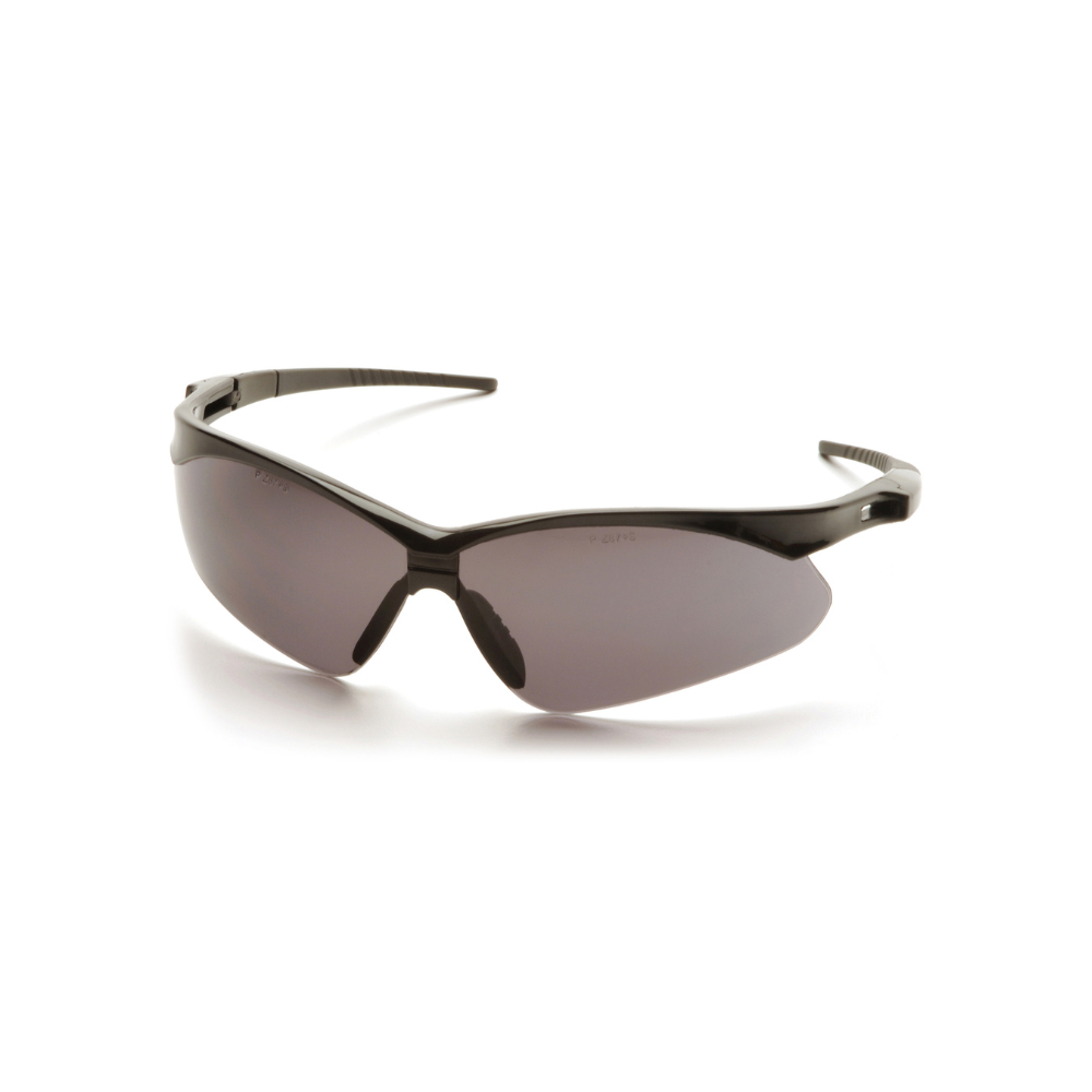 Pyramex SB6320SP Black Frame Gray-Lens Safety Glasses – Wraparound Protective Eyewear with Glare Reduction & UV-Filter