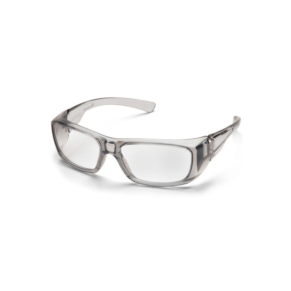 Pyramex SG7910D20 +2.0 Full-Lens Reader Safety Glasses – Gray Frame, Clear Protective Lens, Full Eye Coverage