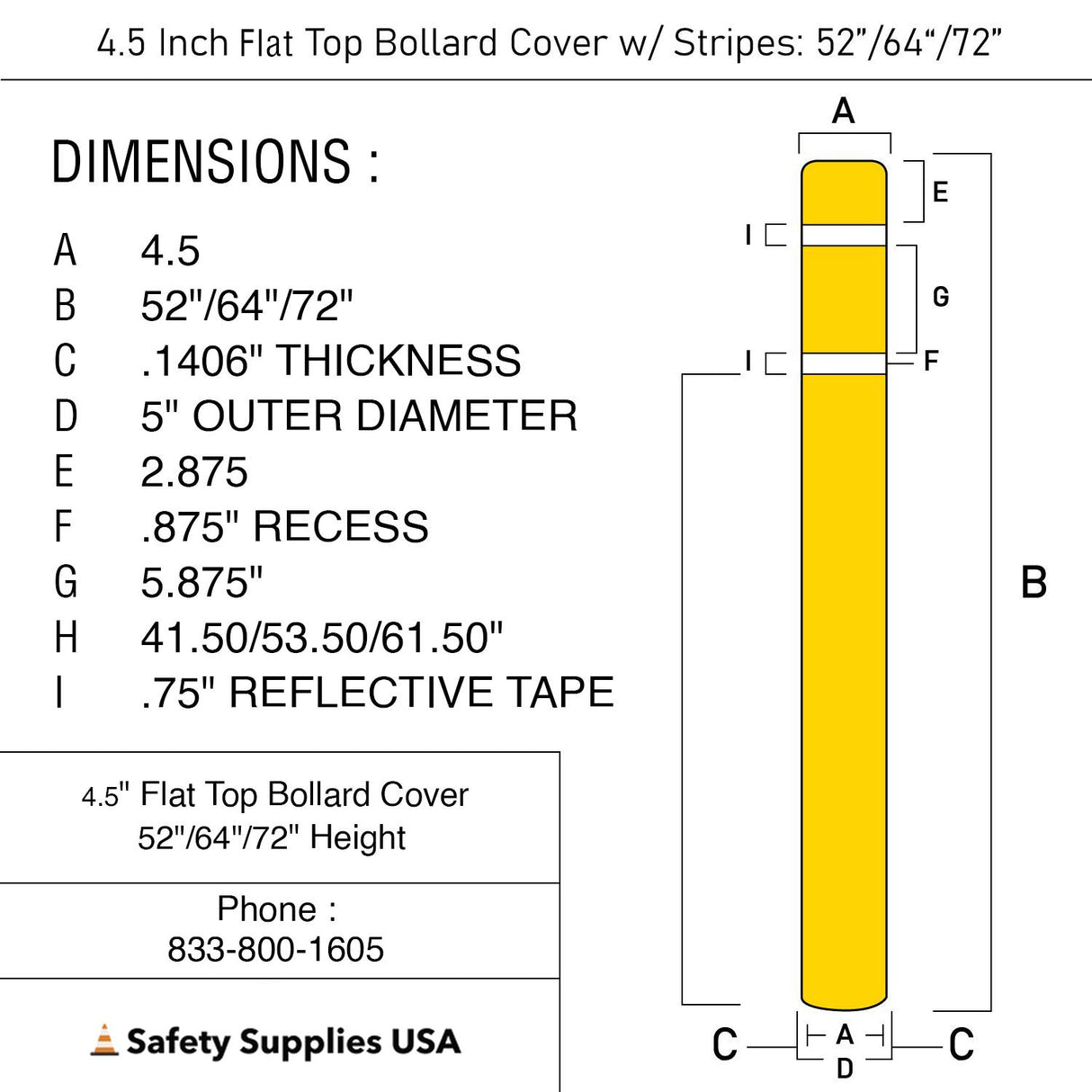 4.5 inch Bollard Cover - Flat Top