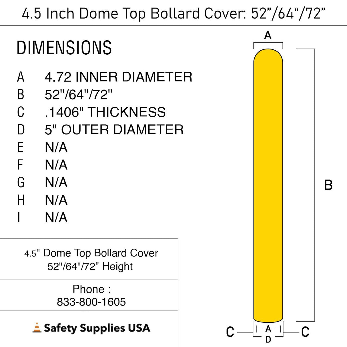 4.5 inch Bollard Cover - Dome Top