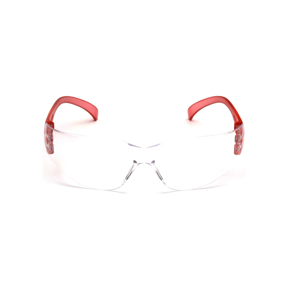 Pyramex SR4110S Intruder Safety Glasses – Clear Hard-Coated Lens, Red Temples, ANSI Z87.1 Rated