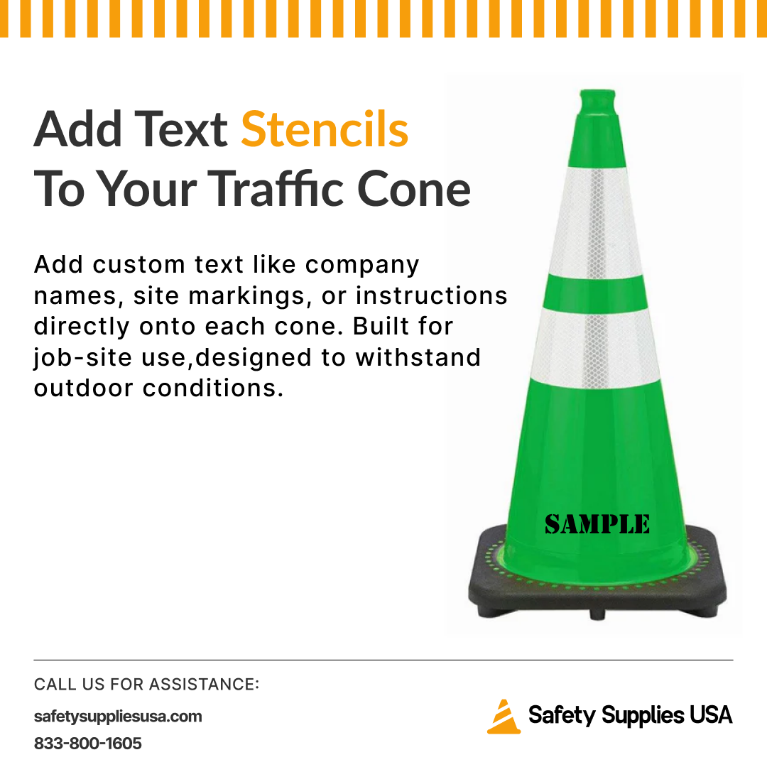 28" Green Traffic Cone, 7 lb Black Base