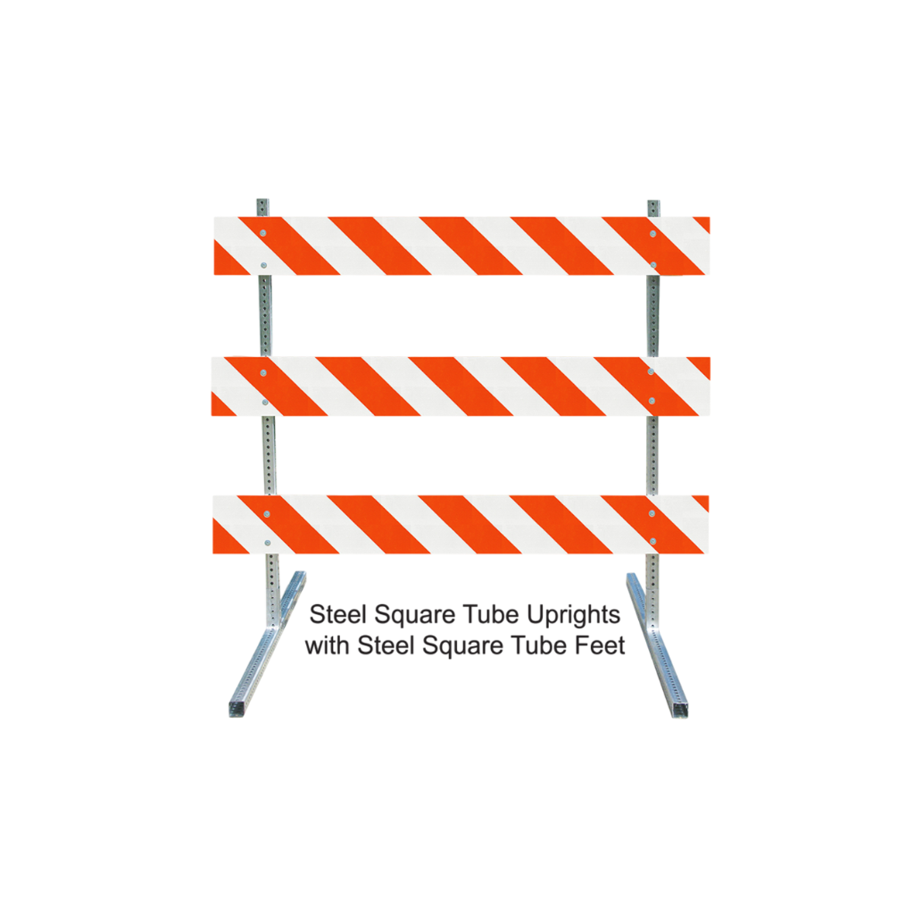 Steel Square Tube Type III Barricade with Steel Square Tube Feet