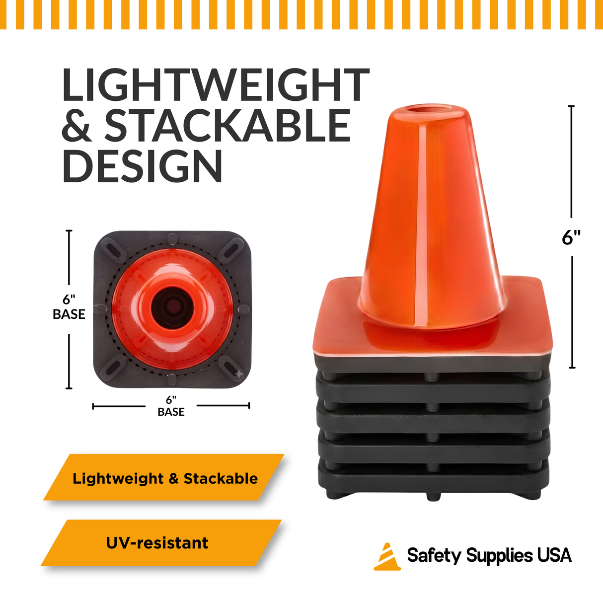 6" Orange Wide Body Mini Traffic Cone