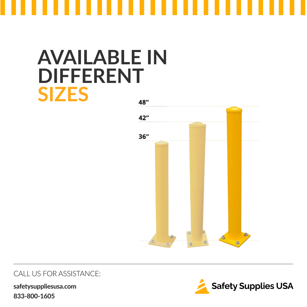 Yellow Steel Bollard with Square Base