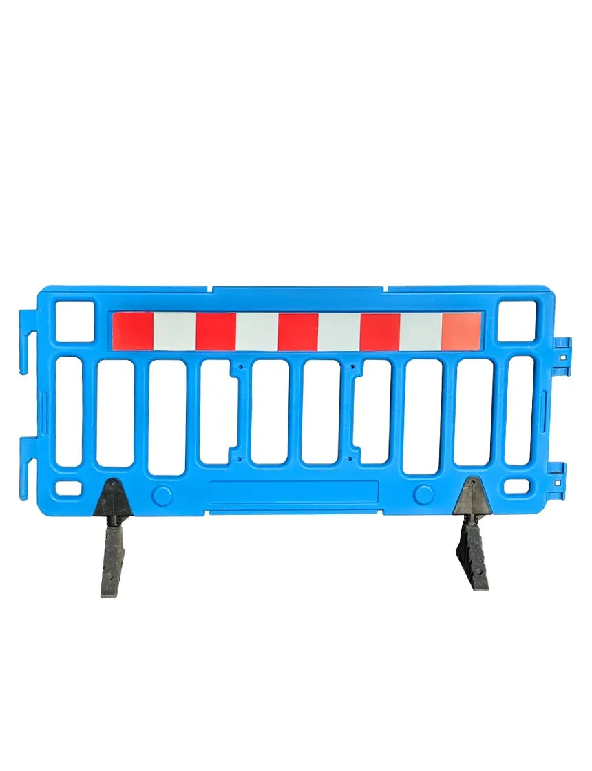 76" Interlocking Pedestrian Barricade with Reflective Sheeting – ADA-Compliant, Stackable Plastic Barrier