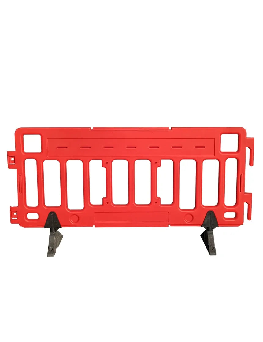 76" Interlocking Pedestrian Barricade with Reflective Sheeting – ADA-Compliant, Stackable Plastic Barrier