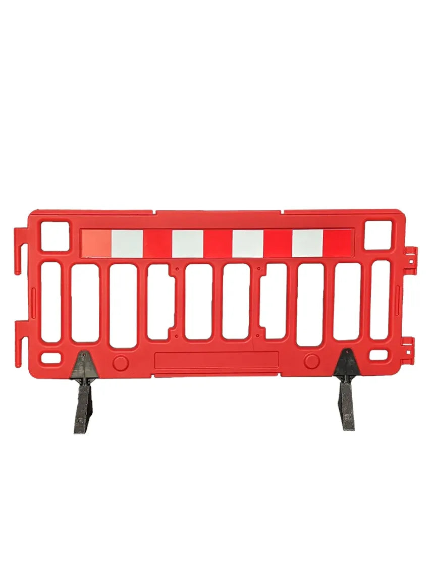 76" Interlocking Pedestrian Barricade with Reflective Sheeting – ADA-Compliant, Stackable Plastic Barrier