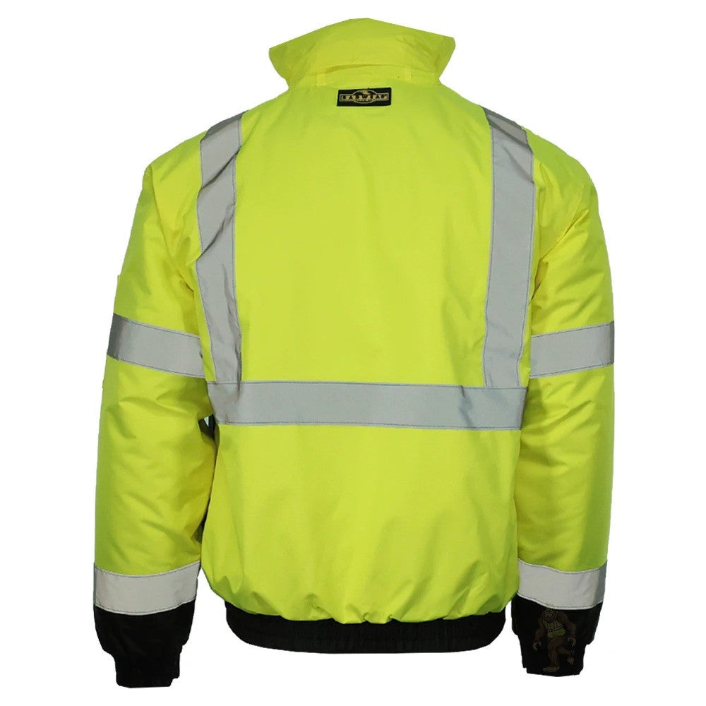 ANSI Class 3 Quilted Bomber Safety Jacket with Waterproof PU-Coated Shell, Black Bottom & Reflective Tape
