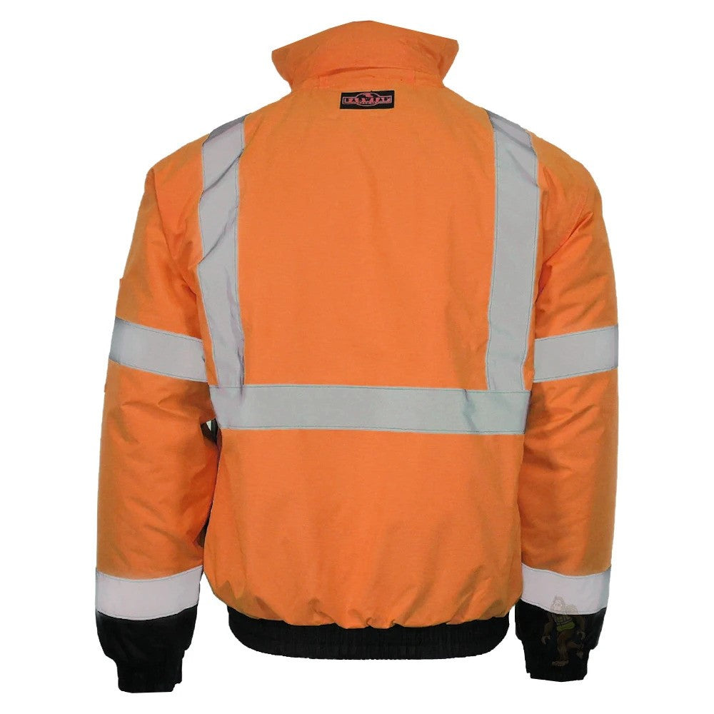 ANSI Class 3 Quilted Bomber Safety Jacket with Waterproof PU-Coated Shell, Black Bottom & Reflective Tape