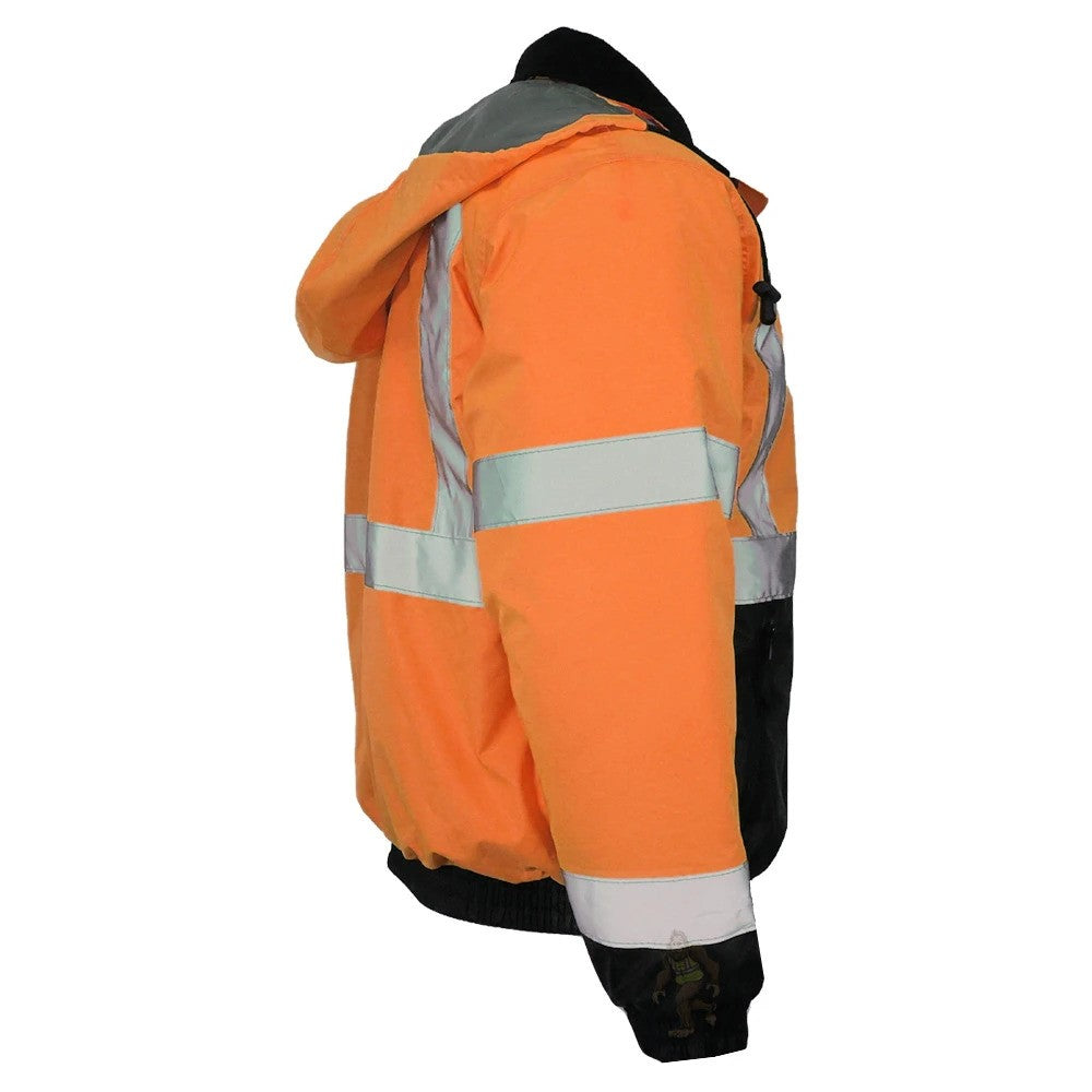 ANSI Class 3 Quilted Bomber Safety Jacket with Waterproof PU-Coated Shell, Black Bottom & Reflective Tape