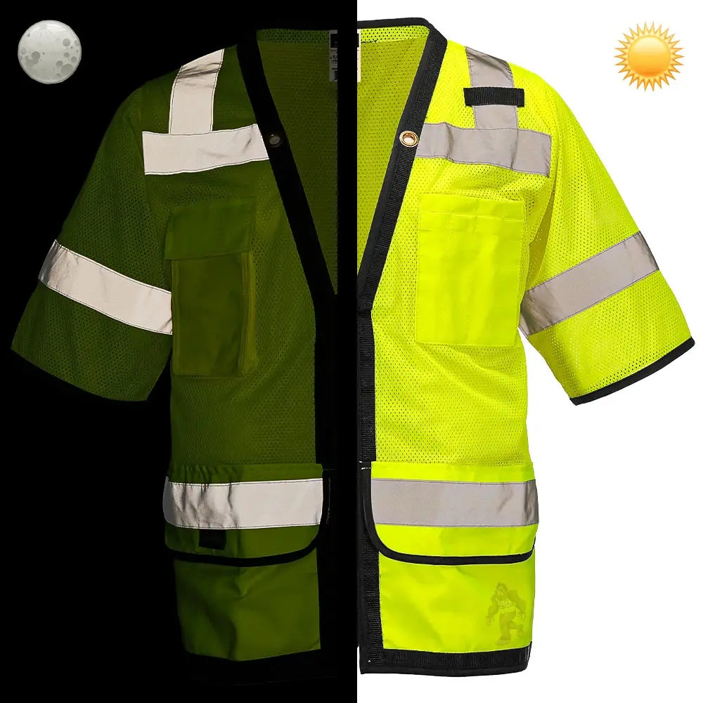 ANSI Class 3 Heavy Duty Surveyor Safety Vest with Zipper Closure & Reflective Stripes – Hi Vis Mesh Work Vest with Pockets for Construction, Traffic Control & Utility Crews