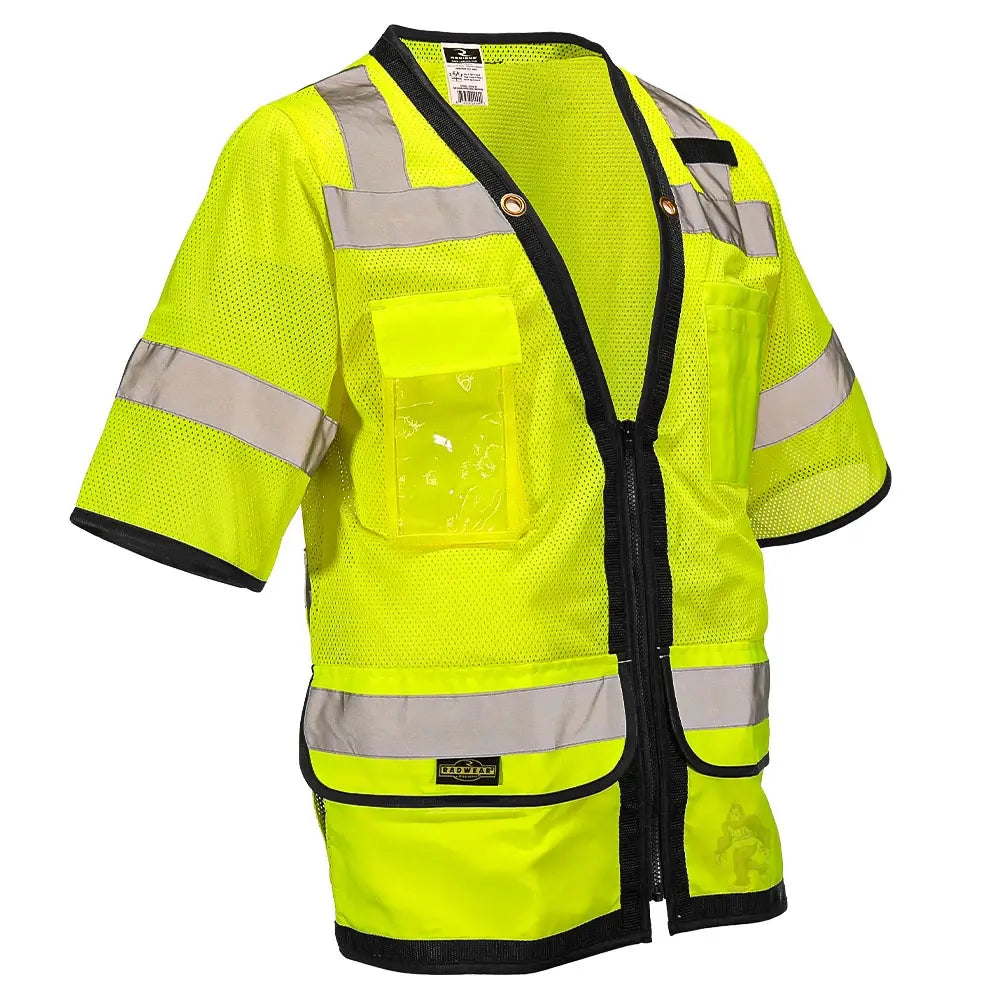 ANSI Class 3 Heavy Duty Surveyor Safety Vest with Zipper Closure & Reflective Stripes – Hi Vis Mesh Work Vest with Pockets for Construction, Traffic Control & Utility Crews