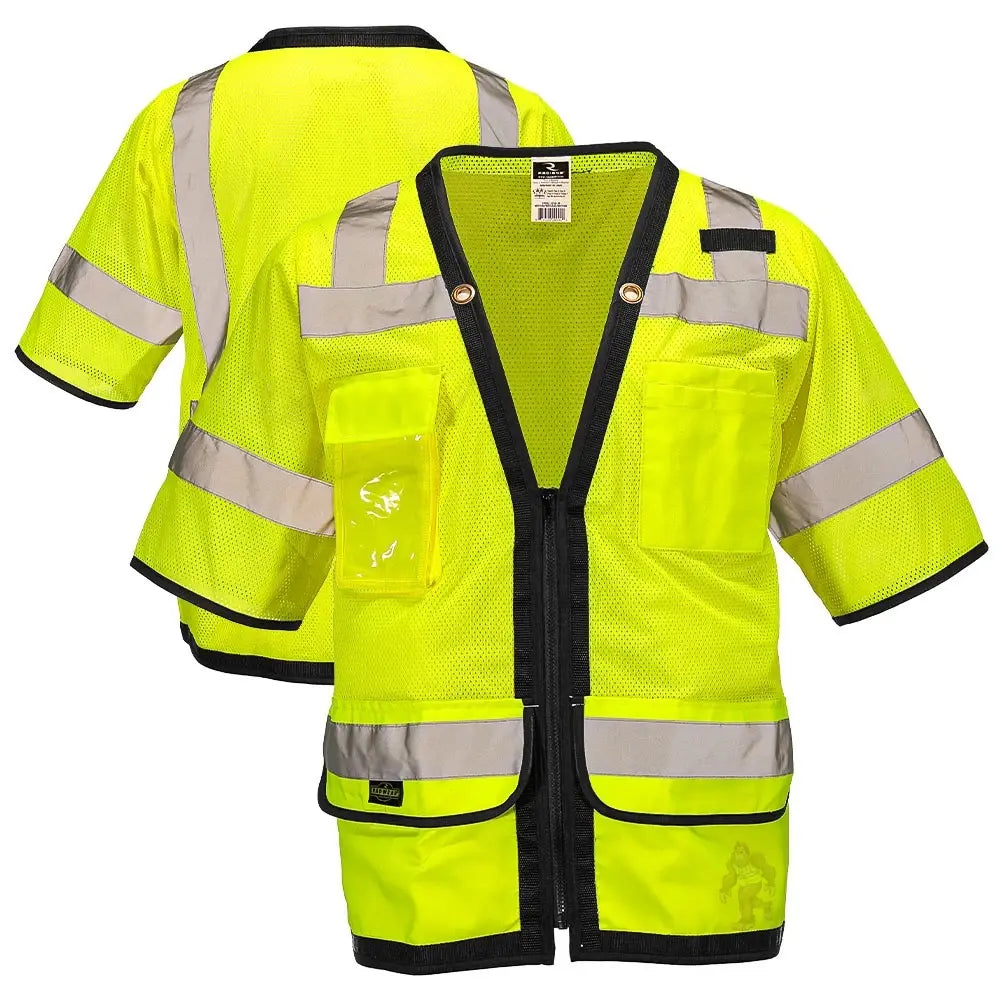 ANSI Class 3 Heavy Duty Surveyor Safety Vest with Zipper Closure & Reflective Stripes – Hi Vis Mesh Work Vest with Pockets for Construction, Traffic Control & Utility Crews