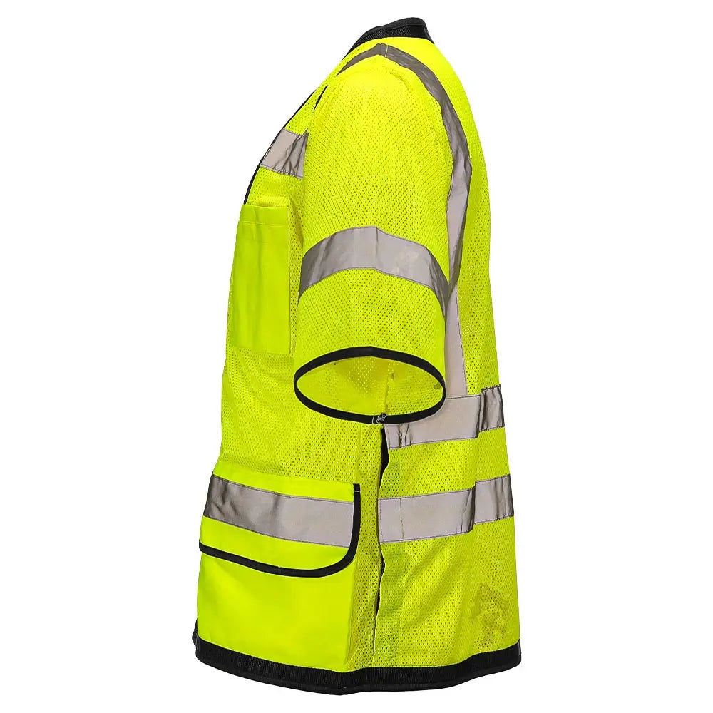 ANSI Class 3 Heavy Duty Surveyor Safety Vest with Zipper Closure & Reflective Stripes – Hi Vis Mesh Work Vest with Pockets for Construction, Traffic Control & Utility Crews