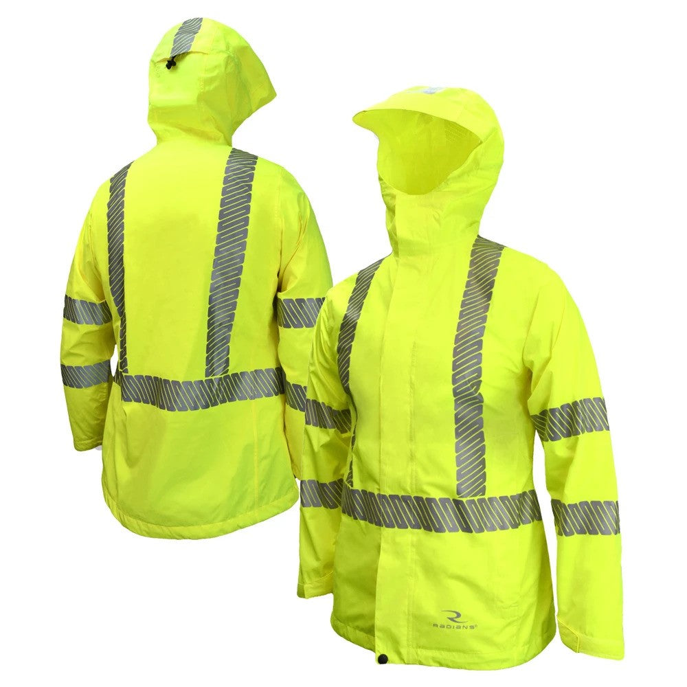 Women’s ANSI Class 3 Hi-Vis Lightweight Waterproof Rain Jacket with Ripstop Fabric & Reflective Tape