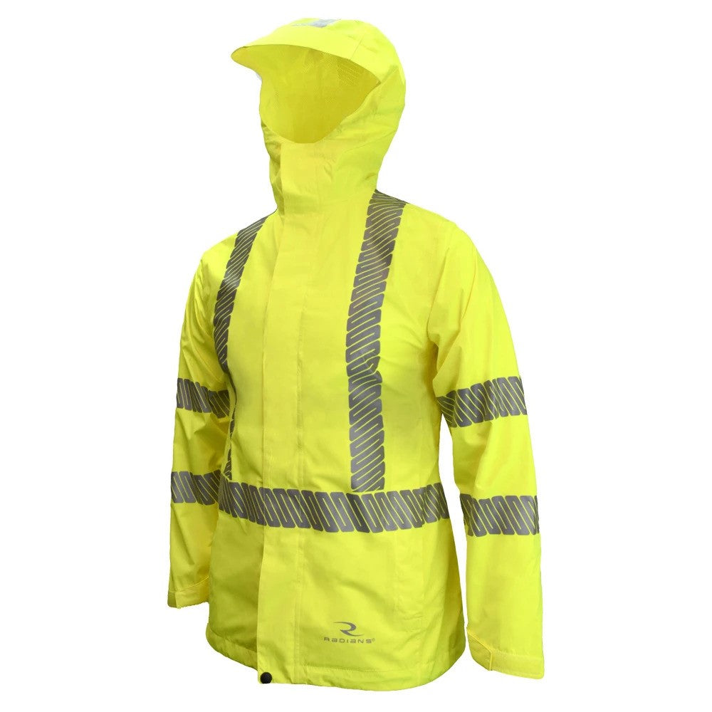 Women’s ANSI Class 3 Hi-Vis Lightweight Waterproof Rain Jacket with Ripstop Fabric & Reflective Tape