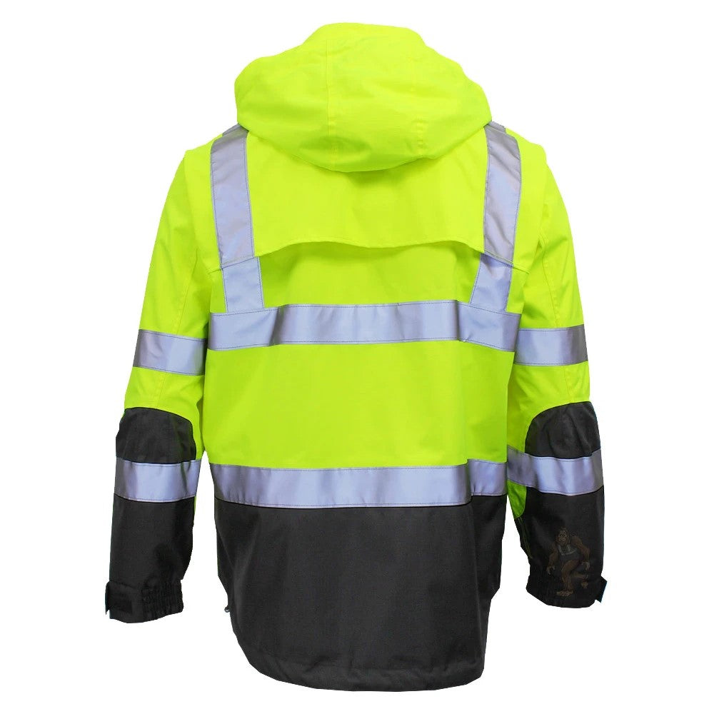 ANSI Class 3 Heavy Duty Waterproof Rain Jacket with Ripstop Polyester Shell & Reflective Tape