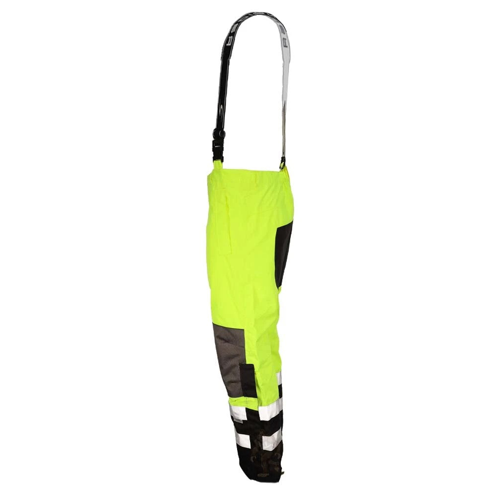 ANSI Class E Heavy Duty Waterproof Ripstop Rain Bib Pants with Reflective Tape & Adjustable Suspenders