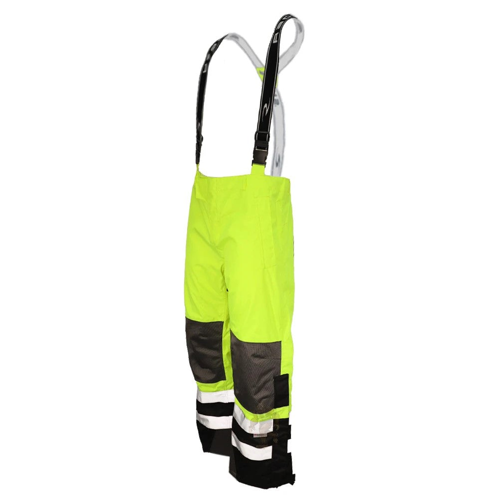 ANSI Class E Heavy Duty Waterproof Ripstop Rain Bib Pants with Reflective Tape & Adjustable Suspenders
