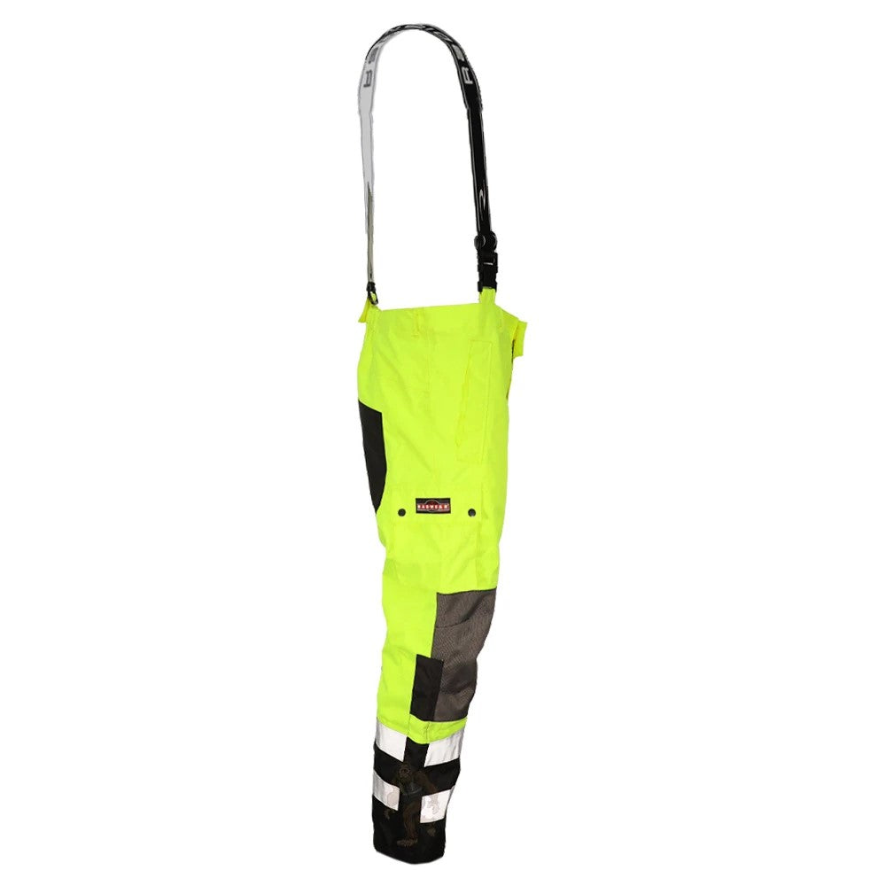 ANSI Class E Heavy Duty Waterproof Ripstop Rain Bib Pants with Reflective Tape & Adjustable Suspenders