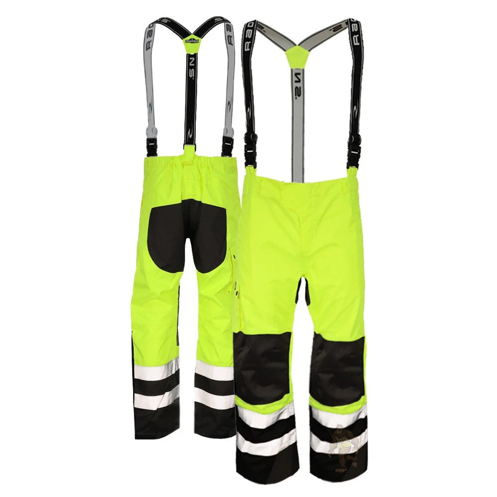 ANSI Class E Heavy Duty Waterproof Ripstop Rain Bib Pants with Reflective Tape & Adjustable Suspenders