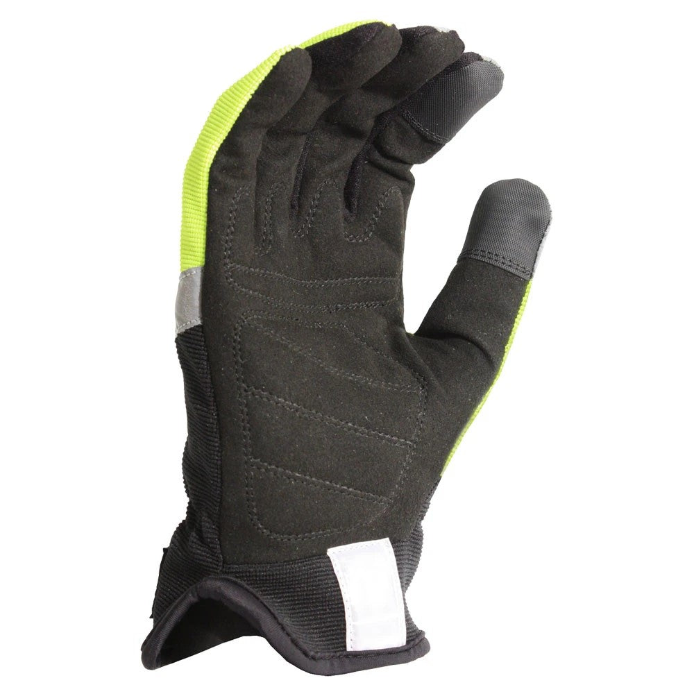 Hi-Vis Cut Resistant Utility Work Gloves with Reflective Backing, Touchscreen Fingertips & Reinforced Palm
