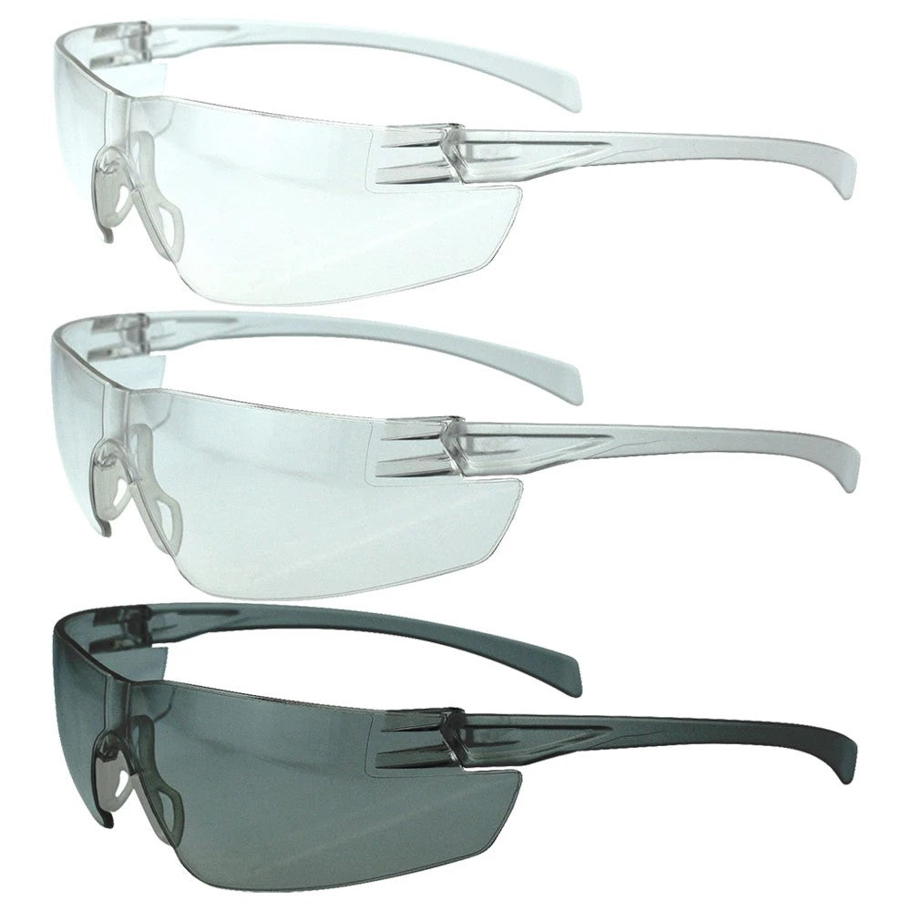 ANSI Z87.1 Wraparound Safety Glasses with Anti-Fog Polycarbonate Lens & Rubber Nosepiece