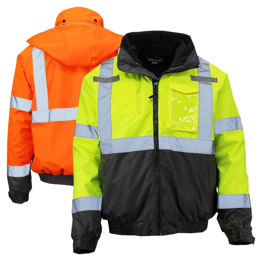 ANSI Class 3 Deluxe 3-in-1 Bomber Safety Jacket with Removable Fleece Liner, Waterproof Shell & Reflective Tape