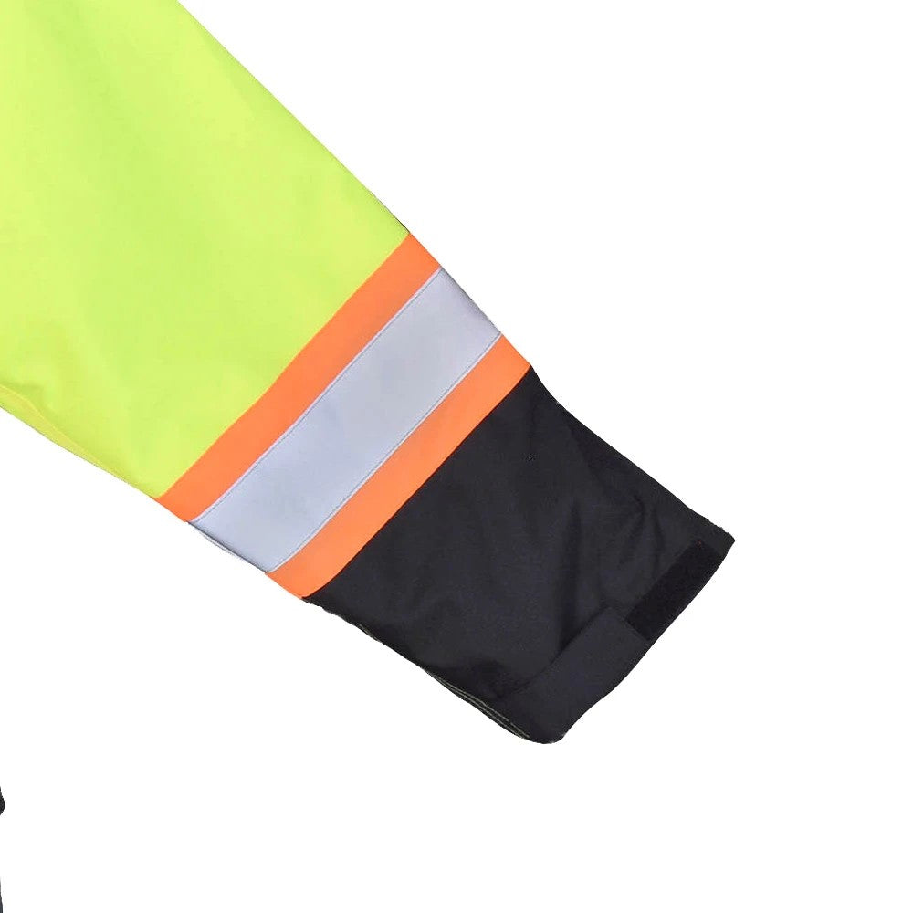 ANSI Class 3 Hi-Vis Weatherproof Parka with Zip-Out Reversible Bomber Jacket & Reflective Tape
