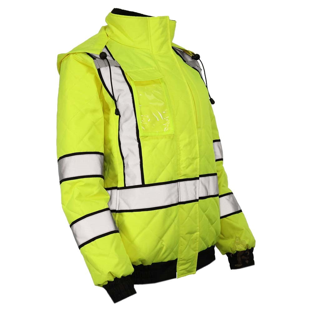 Women’s ANSI Class 3 Hi-Vis Bomber Safety Jacket with Waterproof Weatherproof Shell & Reflective Tape