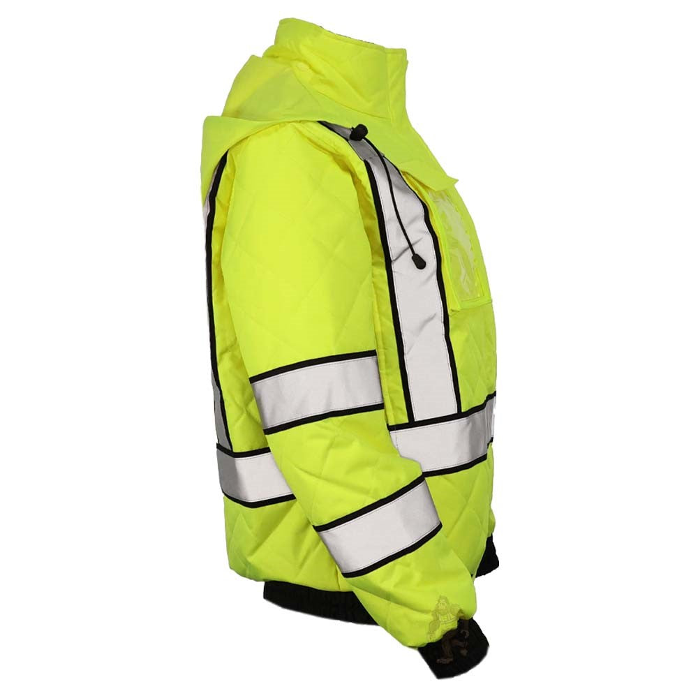 Women’s ANSI Class 3 Hi-Vis Bomber Safety Jacket with Waterproof Weatherproof Shell & Reflective Tape