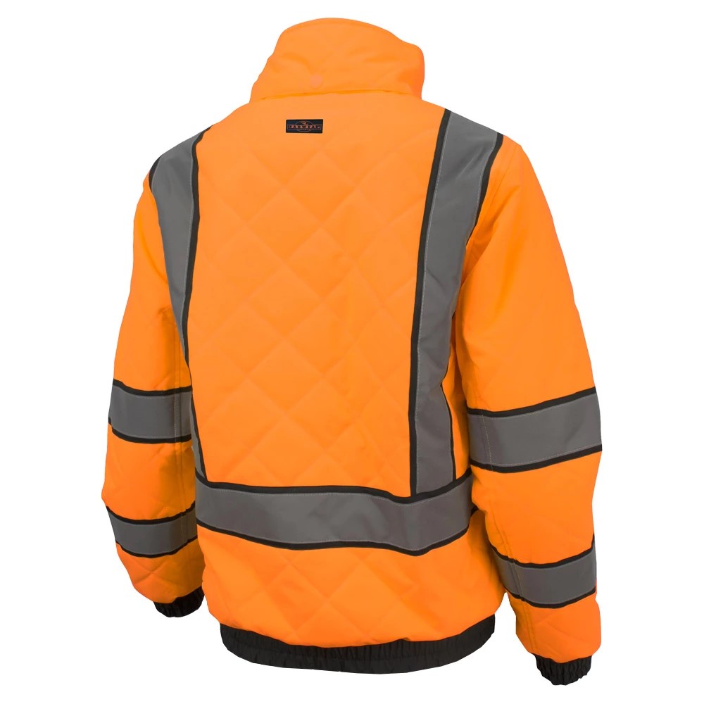 Women’s ANSI Class 3 Hi-Vis Bomber Safety Jacket with Waterproof Weatherproof Shell & Reflective Tape