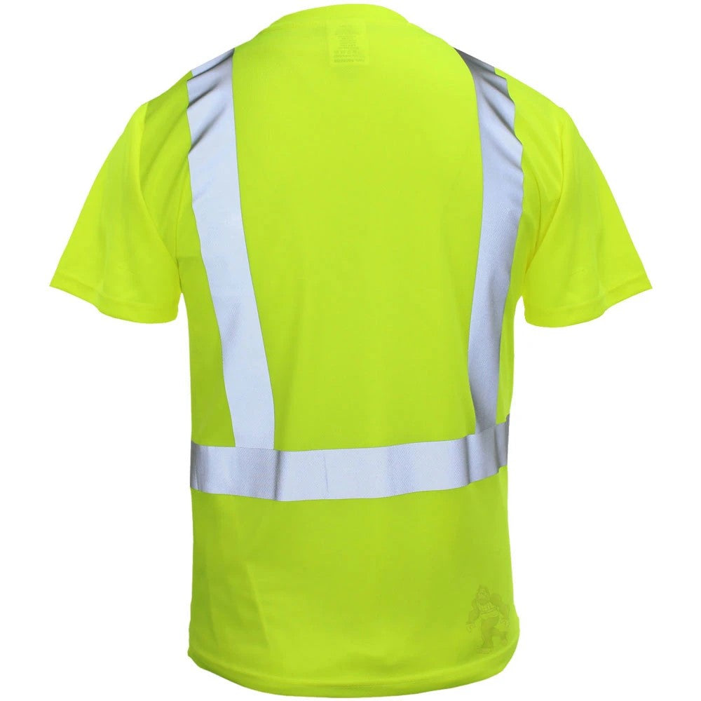 ANSI Class 2 Hi-Vis Short Sleeve Safety T-Shirt with Moisture Wicking Mesh & Reflective Tape