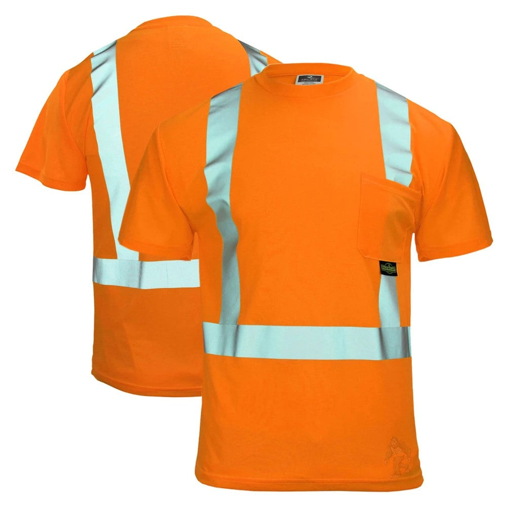 ANSI Class 2 Hi-Vis Short Sleeve Safety T-Shirt with Moisture Wicking Mesh & Reflective Tape