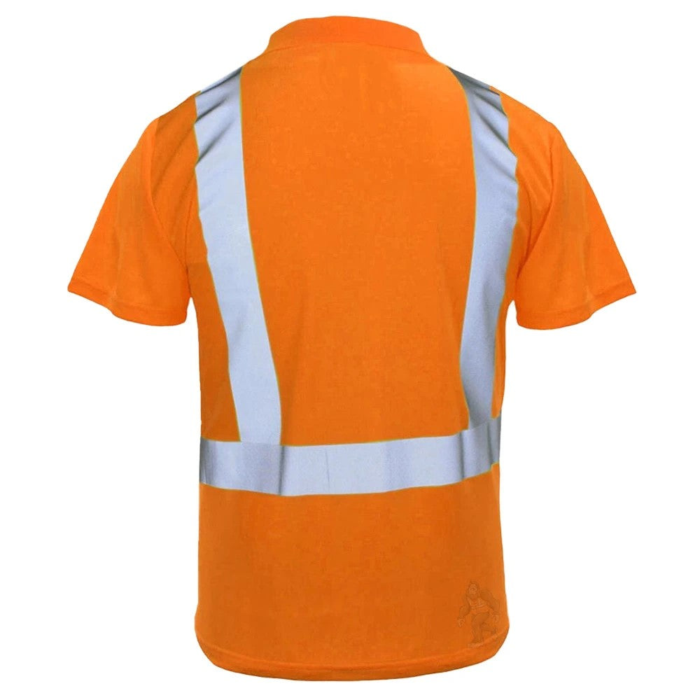 ANSI Class 2 Hi-Vis Black Bottom Short Sleeve Safety Polo Shirt with Moisture Wicking Mesh & Reflective Tape